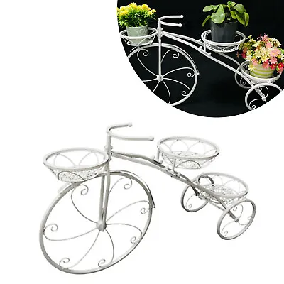 $36.99 • Buy Bicycle Plant Stand Flower Pot Cart Holder Iron Metal For Home Garden Decor USA