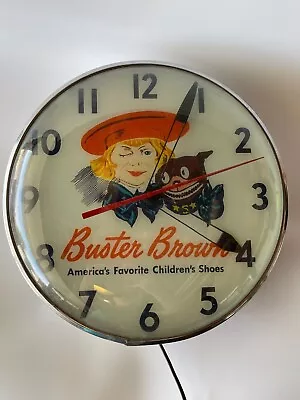 Buster Brown Wall Clock Vintage Rare Pam Bulb Electric Clock Circa April 1955 • $1000