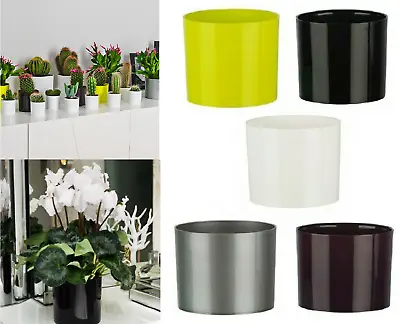 Cactus Plant Pot Round Plastic Pots Cylinder Modern Decorative Small Medium • £3.29