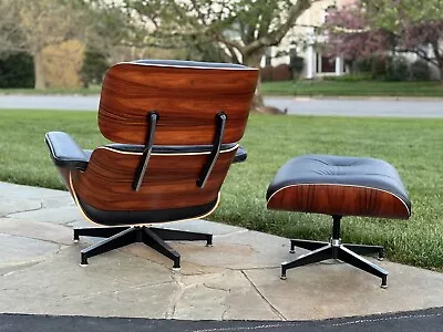 Eames Herman Miller TALL PALISANDER Lounge Chair & Ottoman 670-671 - Black • $7000