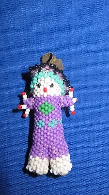 $30 • Buy Authentic Zuni Hand Crafted Bead Doll Chief Pendant Fob Leather Circula Gchachu