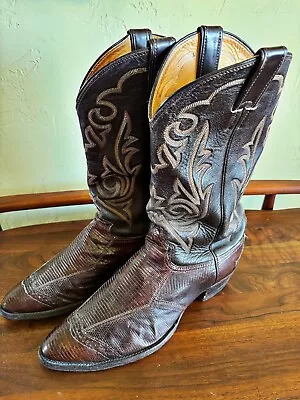 Vintage Justin Cowboys Leather Texas Boots Size 10.5 D Rockabilly Rodeo Boots • $39.99