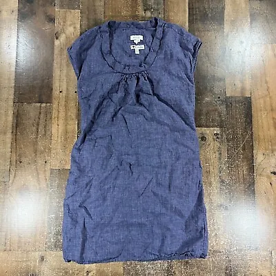 Malvin Womens Dress Small Blue Linen Short Sleeve Career Casual Shift • $27.99