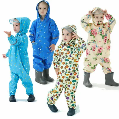 £13.90 • Buy Kids Puddle Paddle Rain Suit Boys Girls All In One Overalls Waterproof Splash