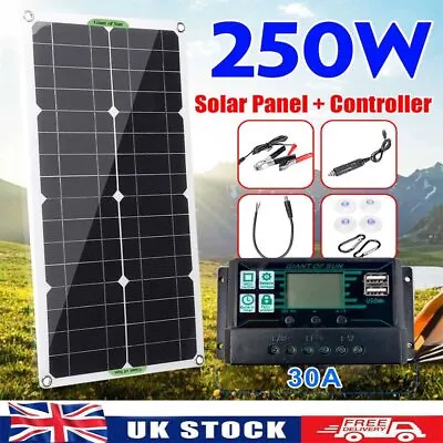 £19.99 • Buy 250W Solar Panel Kit 12V Battery Charger + 30A Controller RV Trailer Camper Van