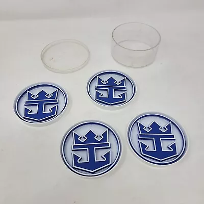  Crown Plastics Mid Century 4 MCM Coasters 33013 White Blue Anchor  Holder FL W1 • $6.17