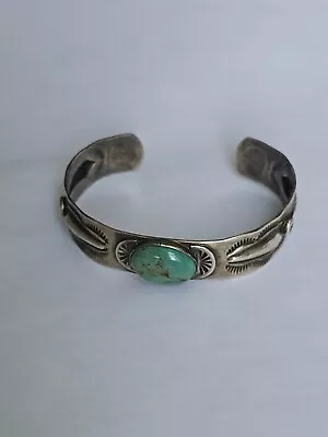 Vintage Native American Turquoise Sterling Silver Cuff Bracelet • $129