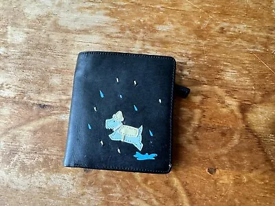 Radley London Leather Purse Zip Coin Pouch Card Holder Wallet Bag Black Dog • £16.99