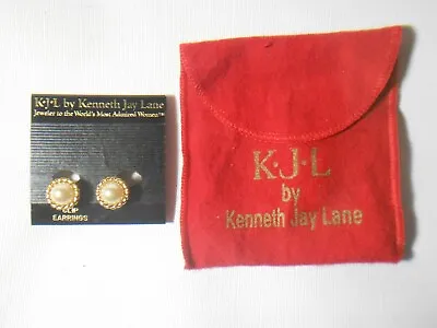 Vintage Kenneth Jay Lane Clip On Earrings W/ Pouch FREE SHIPPING • $14.99