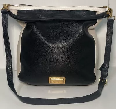 Marc Jacobs Large Hobo Crossbody Black White Leather Handbag • $58