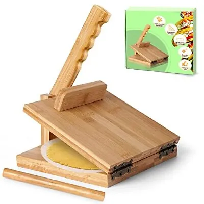 $63.34 • Buy Tortilla Press 10 Inch Roti Maker Large Bamboo Wood Tortilla Press With Rolli...