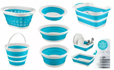 Silicone Collapsible Bowl Folding Basket Washing Basin Bucket Dish Rack Compact • £8.69