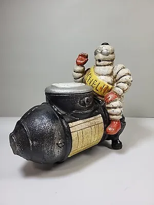 Cast Iron Michelin Man Bibendum On Air Compressor Metal Bank  • $119.99