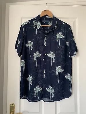 £2 • Buy Easy Mens Cotton Blue/Green Short Sleeve Shirt Size Medium Tropical Print Hols