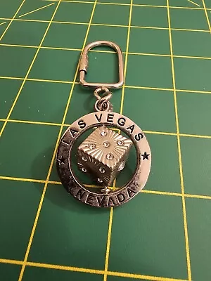 Vintage Rotating Dice Las Vegas Silver Tone Metal Keychain • $5.99