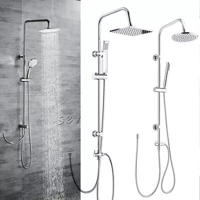 Rainfall Shower Kit Twin Head Chrome Fixed Head Riser Rail With Bath Mixer Taps  • £37.05