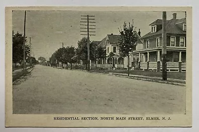 NJ Postcard Elmer New Jersey North Main Street Residential Section Utility Poles • $6.99