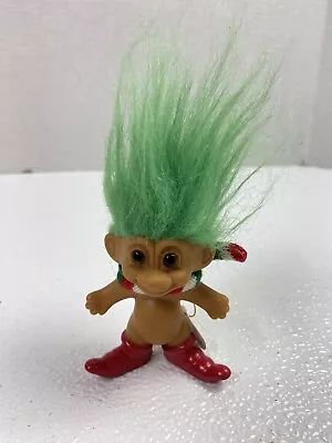 Troll Doll 3  Russ Christmas Santa's Merry Little Elf Green Hair W/Tag • $4.99