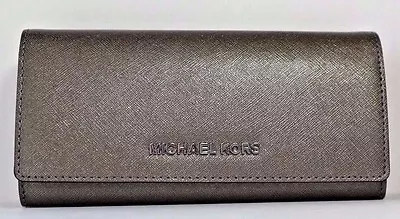 Michael Kors Jet Set Travel Carryall Leather Nickel Wallet • $68