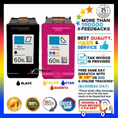 (NoN-OEM) Ink Cartridges 60 XL For HP Deskjet D2560 D2660 D5560 F2410 F2480  • $22.90