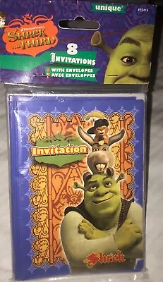 SHREK Birthday Party Invitations 8 Cards With Envelopes Factory Sealed New Uniqu • $7.24