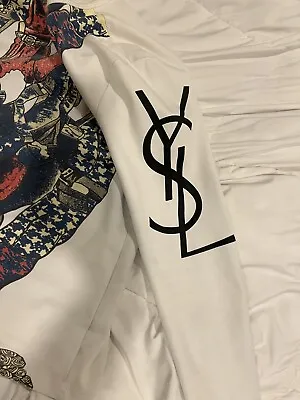 YSL YVES SAINT LAURENT WHITE LONG SLEEVE LOGO SHIRT! Mint! XXL Fits Like M-L • £81.09