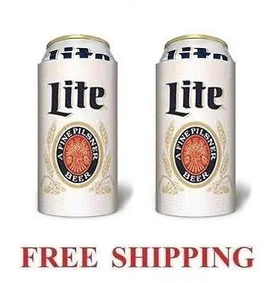 MILLER LITE THROWBACK 2 BEER CAN COOLERS KOOZIE COOLIE 16oz HUGGIE COOZIE NEW • $15.99