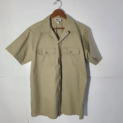 Vintage 90s  Dickies Men's Beige Button Up Large Work Shirt  Made In USA  VGUC • $20