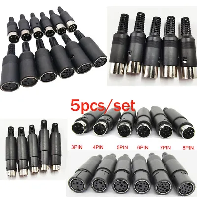 5x DIN 3 4 5 6 7 8 Pin Male Female Plug Female Socket Solder Connector • $9.98