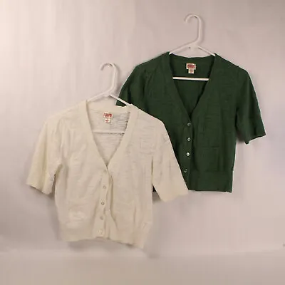 Mossimo Supply Company Lot Of 2 Sweaters Women's Size L Green White Button Up • $24.69