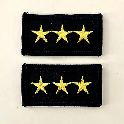 Pair Gold 3-Star Service Military Police Fire Uniform Embroidered Rank Patches • $3.50