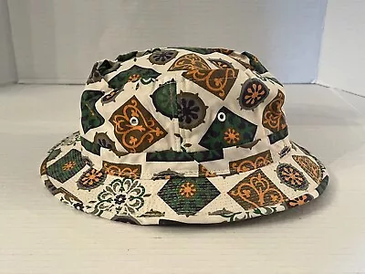 Vintage 70's Easy To Roll Crushable Bucket Hat Size Small Abstract Adult • $39.99