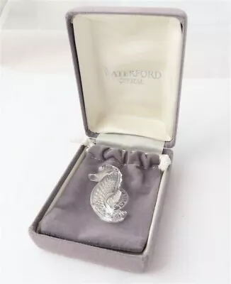 Vintage Waterford Clear Crystal Seahorse Pin 1 7/8  In Box • $40