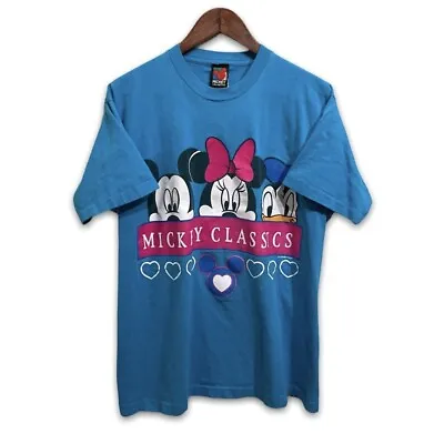 Vintage 90’s Mickey Unlimited Made In USA Graphic Disney T Shirt Blue Size XL • $27.46