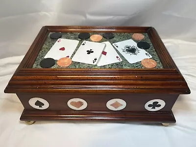 Vintage Maitland-Smith Game Storage Box W/ Mirror Painted Poker Motif • $325