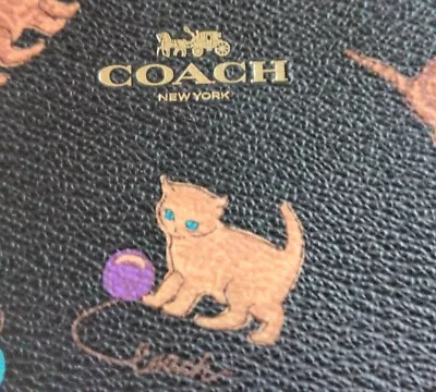 Coach Corner Zip Wristlet Cat With Yarn Pattern **Damaged See Description**  • $19.80