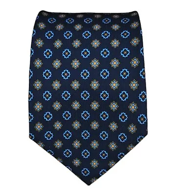 E. MARINELLA XL Blue Geometric Silk Tie HANDMADE ITALY 61 / 4.1  EC • $100