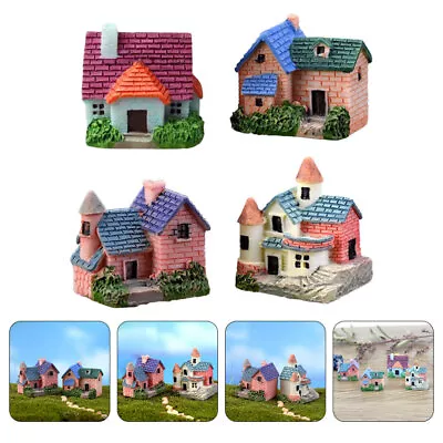  4 Pcs Fairy House Statue Village Houses Micro Landscape Accessories Miniature • £8.99