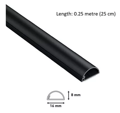 25 Cm Long D-Line 16 X 8 Mm Trunking Black Cable Management Hide Cover Dline • £3.42