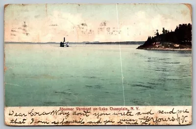 Steamer Vermont On Lake Champlain  New York RPO Railway Post Postcard  1906 • $7.50