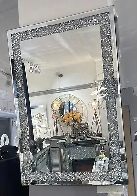 90cm X 60cm Diamond Crushed Crystal Wall Mirror • £74
