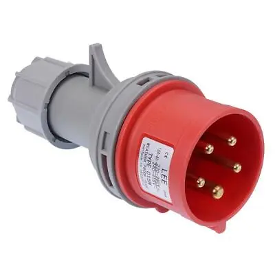 Red 16A 415V 3P+N+E Industrial Inline Plug Connector IP44 • £8.19