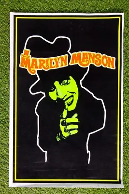 Marilyn Manson Top Hat Flocked Poster Black Light Rare 1996 Scorpio NOS #1694 • $287.96