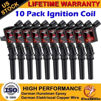 10 Pack Ignition Coils For Ford F150 F250 F350 E350 4.6L 5.4L V8 6.8L V10 DG508 • $45.99