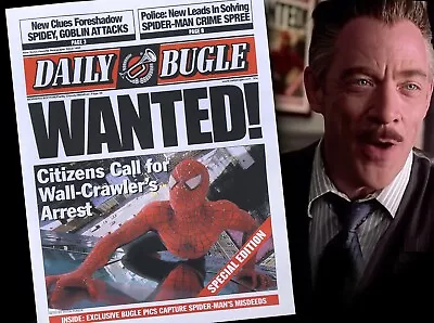 Spider-Man 2002  Daily Bugle  WANTED Full-Size Replica Newspaper -Movie Accurate • $35