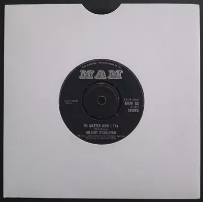 GILBERT O'SULLIVAN - NO MATTER HOW I TRY            ORIGINAL UK 7'' Vinyl Single • $1.85