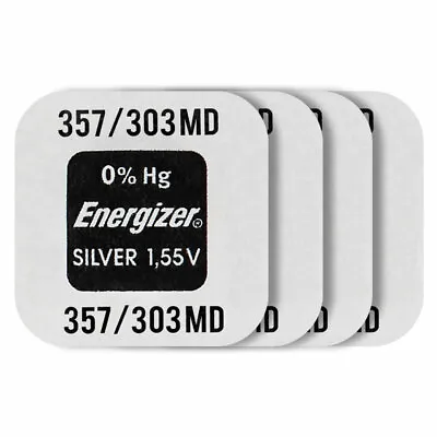 4 X Energizer Silver Oxide 357/303 Batteries 1.55V D357 V357 SR44 Watch • $10.95