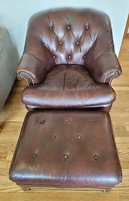 Leathercraft Leather Chesterfield Style Chair With Ottoman  • $695