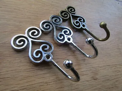 Pair Of Curtain Tie Back Hooks Hold Backs Metal Tassel Hooks • £10.99