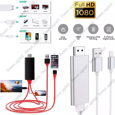 For IPhone 14 13 12 11 XR 8 7 6 HDMI Mirroring Cable Phone To AV TV HDTV Adapter • $11.45